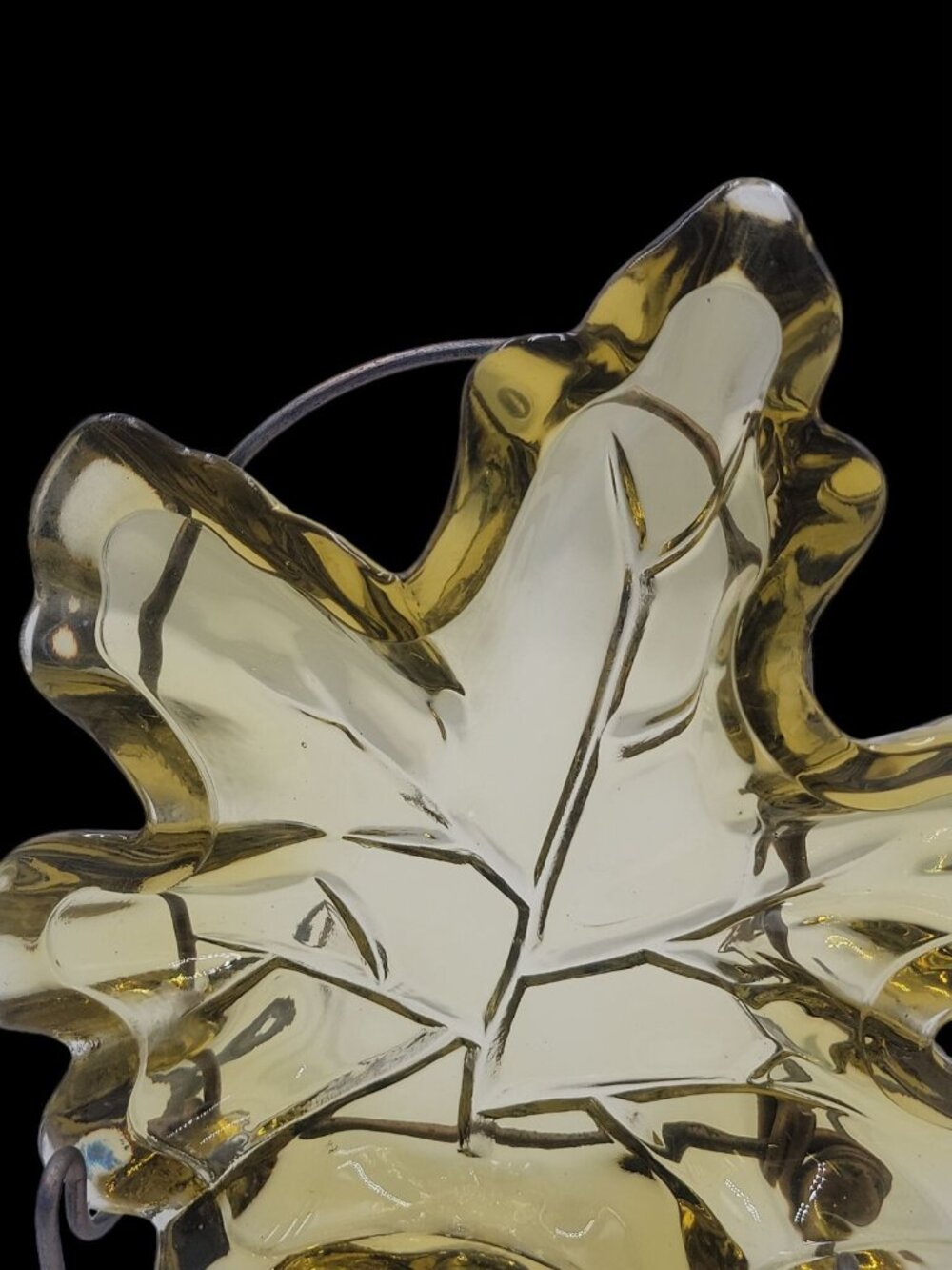 VTG Green Glass Maple Leaf Candy Dish Mid-Century Fall Trinket Bowl 8.5" X9" - Picture 8 of 13